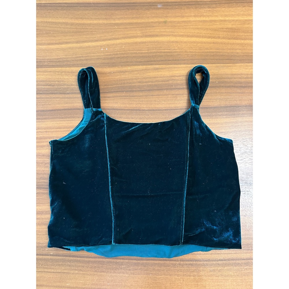 Anthropologie Green Velvet Corset Top XL Stretch Castle Renfair Festival Goth - Picture 5 of 8